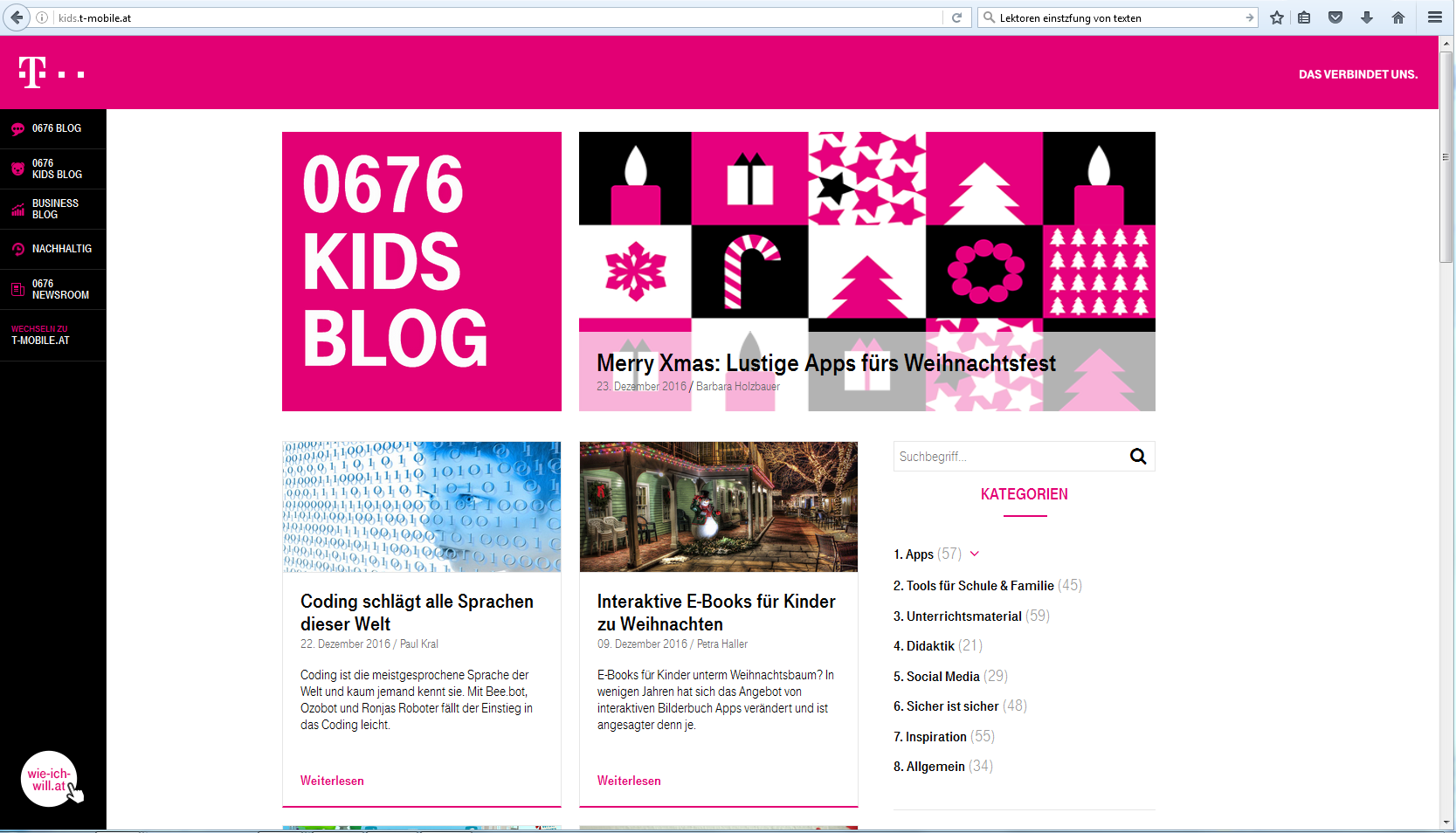 kids.t-mobile.at: Blog über digitale Bildung